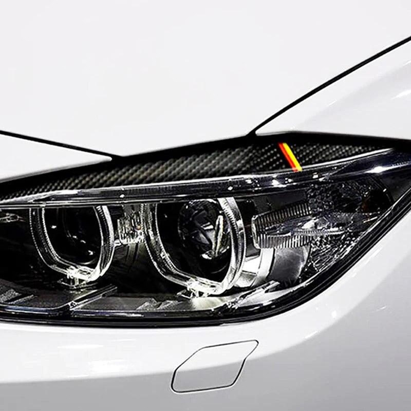 2PCS Carbon Fiber Car Front Scheinwerfer Augenbrauen Lampe Streifen Dekorative Aufkleber Für BMW 3 Serie F30 2013-15 außen Zubehör
