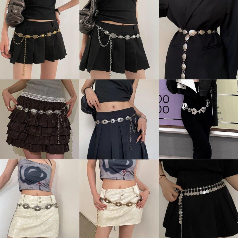 

Metal Chain Belt Gold Silver Dress Belt Chain New Waist Chain Women Style 10