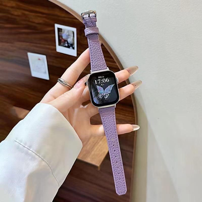 Lychee Grain Calfskin Band for Apple Watch Series 10, iWatch 98765, and SE