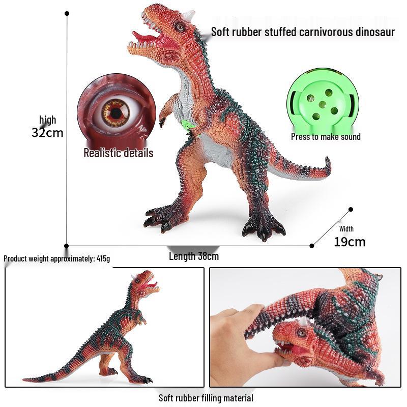 Large Sounding Velociraptor Dinosaur Model - Soft Rubber Toy Decoration Gift