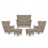 Carol Lounge Set Sofa Armchairs Pouffes Stripes Family Furniture Beige