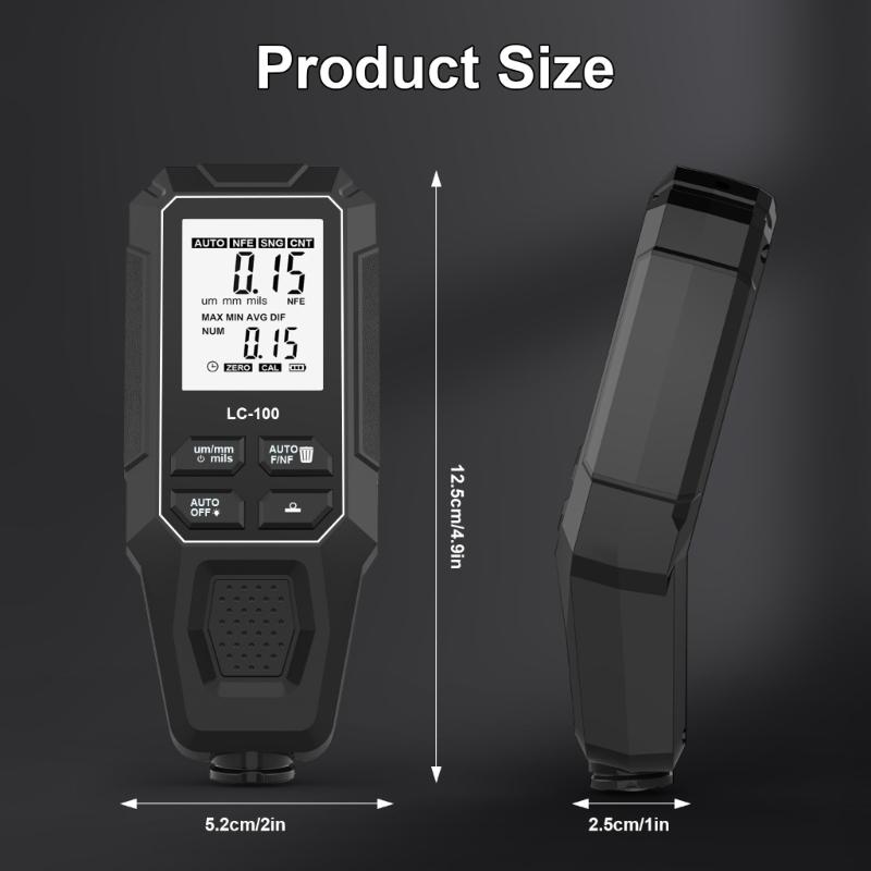 Car Coating Thickness Gauges Car Paint Film Thickness Tester Measuring Tool 0-2000UM for Used Car Buyer