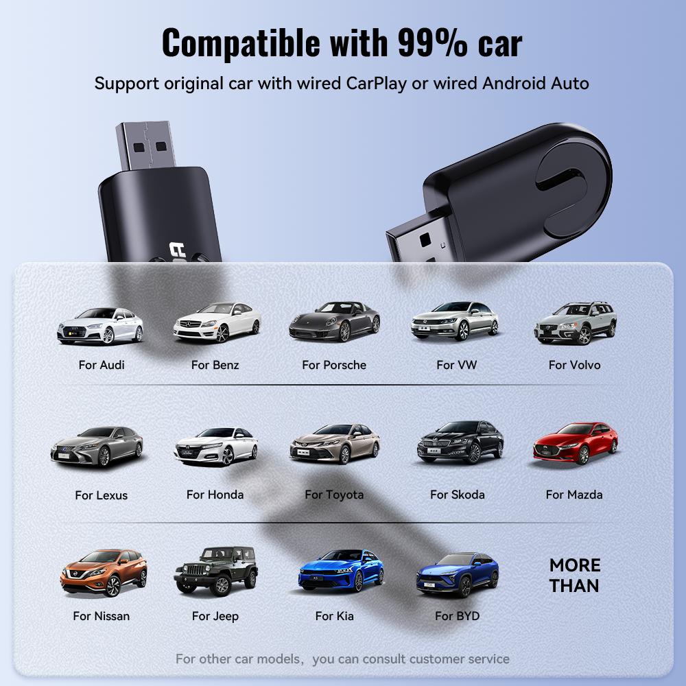 XUDA 2025  Wireless CarPlay Android Auto Wireless Adapter Smart Mini Box Plug And Play WiFi Fast Connect Universal For Nissan