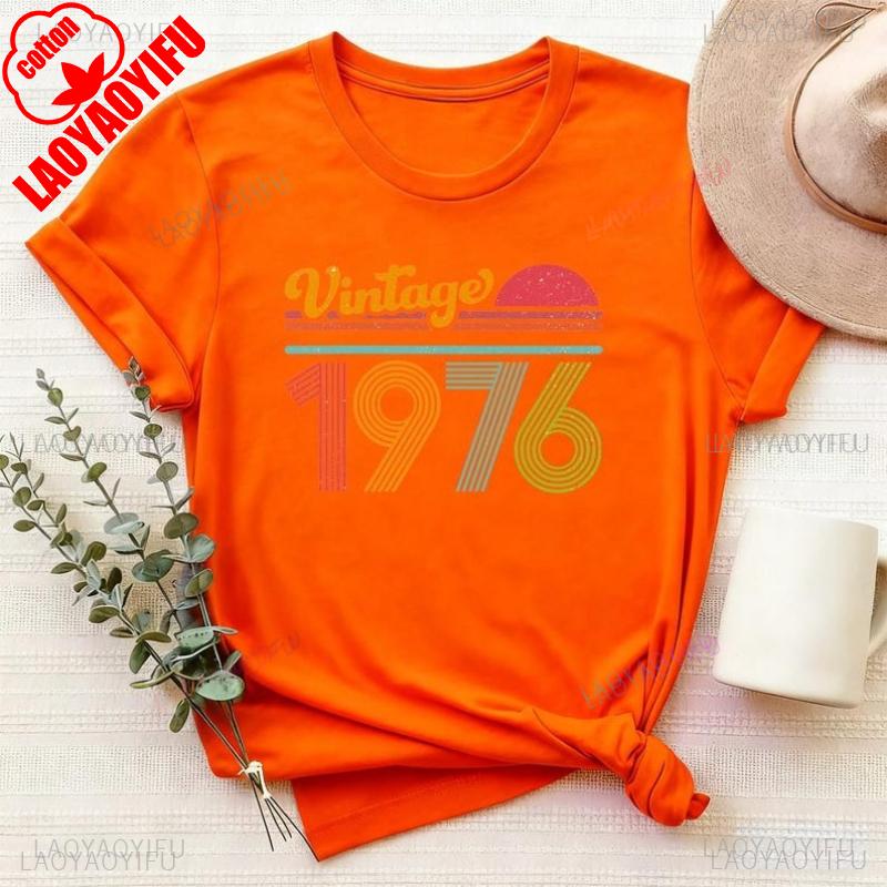 Προσαρμοσμένο 50ο Limited Edition Vintage Δώρο Γενεθλίων Υψηλής Ποιότητας Βαμβακερό Μπλουζάκι Έτος 1976 Unisex Street Fashion Hipster Κοντομάνικο