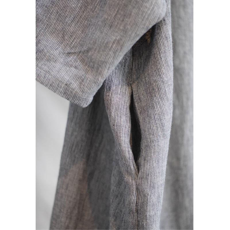 Johnature Frau Frühling Einfarbig Waschen Lange Ärmeln Kleid Chinesischen Stil Vintage V-ausschnitt Kleid