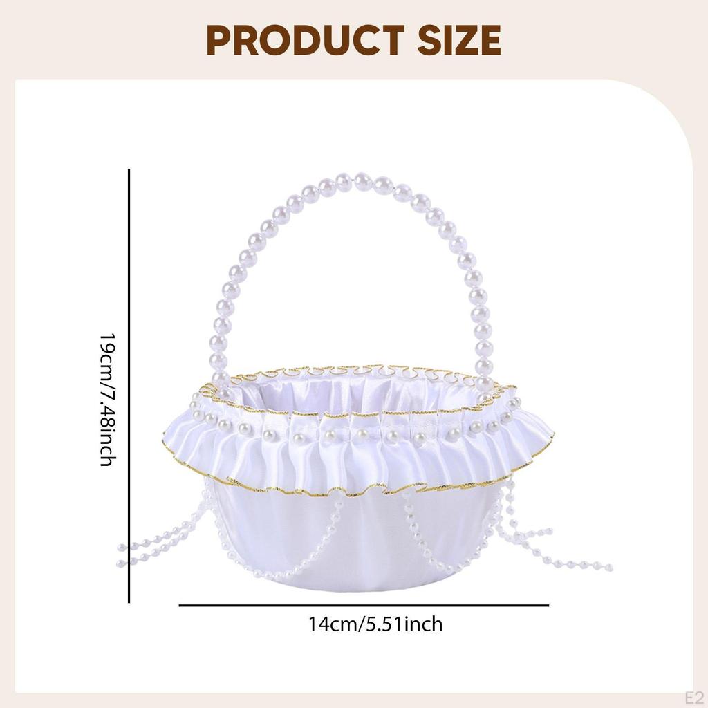 Wedding Flower Girl Basket Elegant with Lace Ceremony Western Decoration for