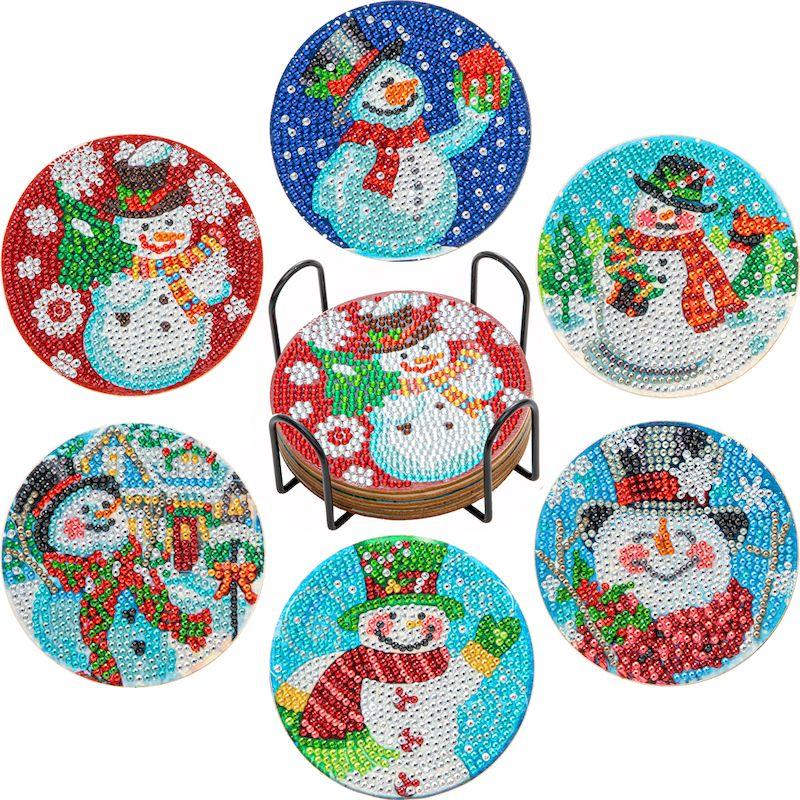 

GATYZTORY 6/8pcs Christmas Diamond Painting Coaster Kit DIY Diamond Art Coaster Cup Cushion Tablemat Chriatmas Gift Party Decor 10x10cm