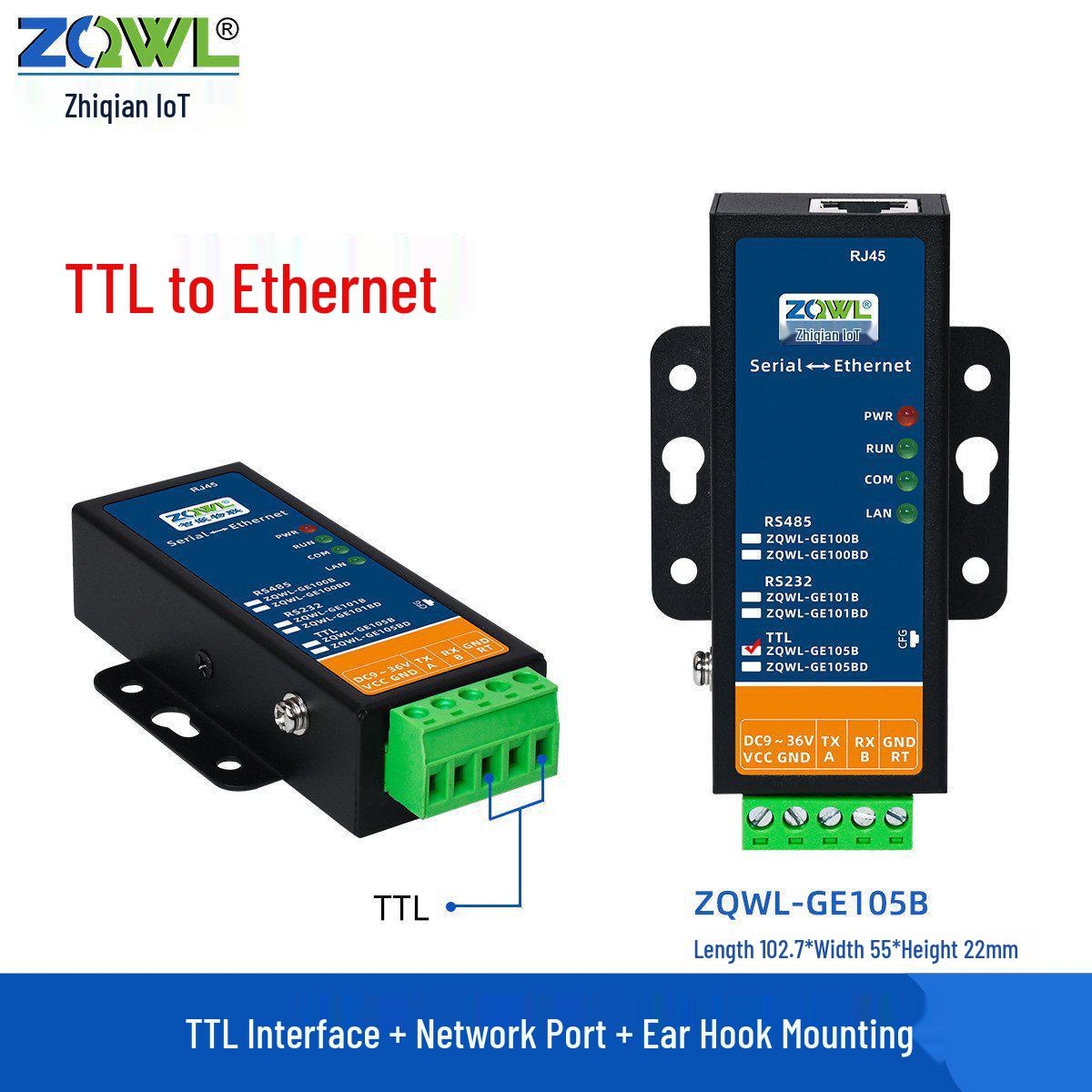 

Smart IoT Serial Port Server: Convert 485/232/TTL to WiFi Network and Ethernet Modbus Gateway.