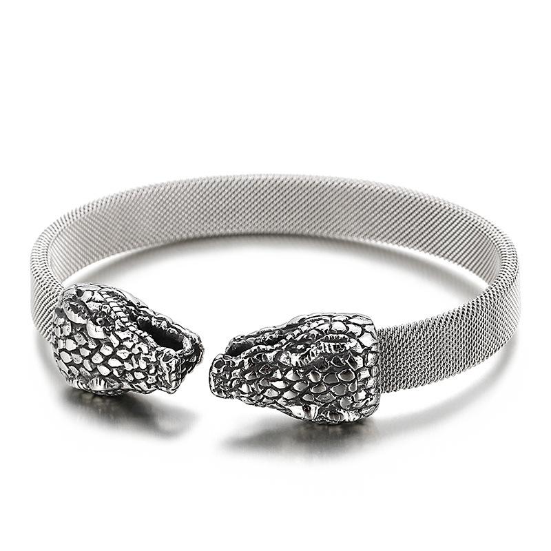 

Европейский и американский модный властный панк-стиль змеиная голова из титановой стали мужской эластичный браслет