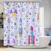 Vibrant Space Rocket Shower Curtain Set Bathroom Decor with Galactic Design Featuring Multiple Colors Rockets