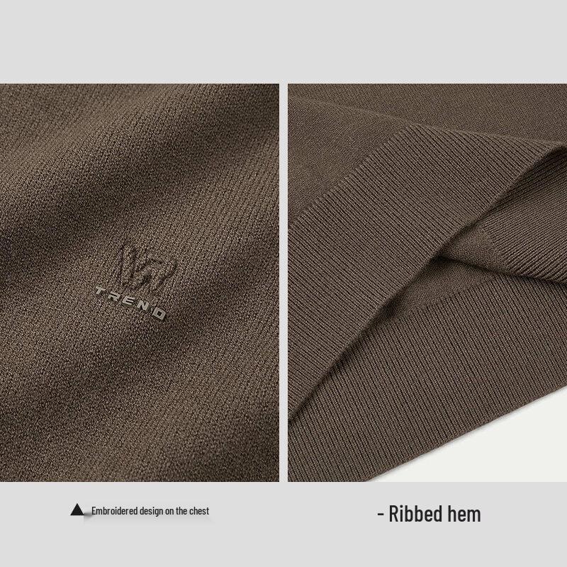 HLA Men's Semi-High Collar Embroidered Pullover Sweater