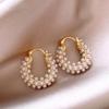 Pearl oval ear buckle French exquisite elegant earrings light luxury high sense fashion temperament earrings