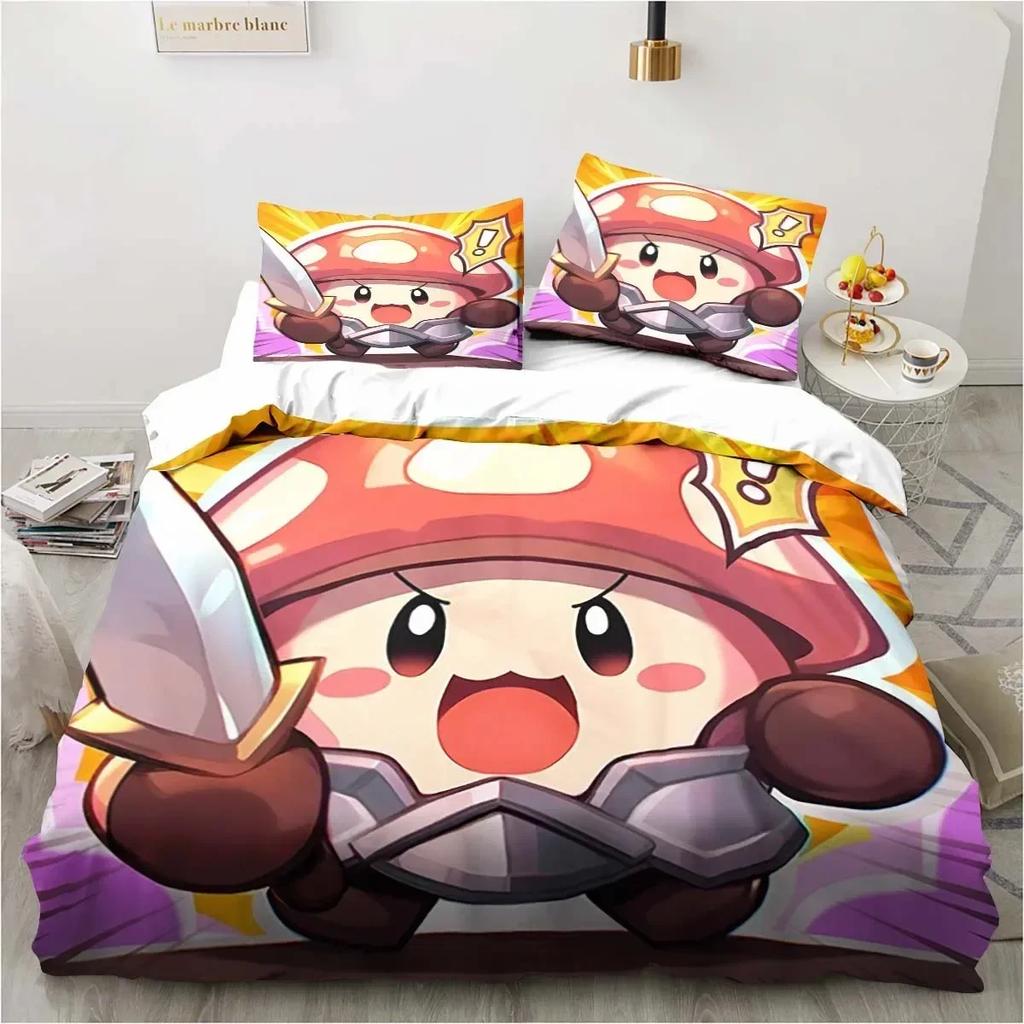 3D Anime Game Legend of Mushroom Pattern Printed Bed Set Duvet Cover Bedding Set Linen Sheet Quilt Cover Full Queen King Size