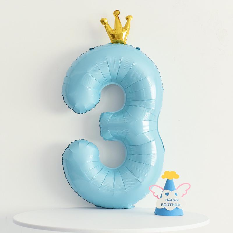 40 Blue Snow Crown Aluminum Foil Number Balloon for First Birthday Party Decoration