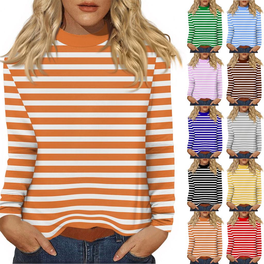 Women's Daily Casual Long Sleeve Mid Collar Top