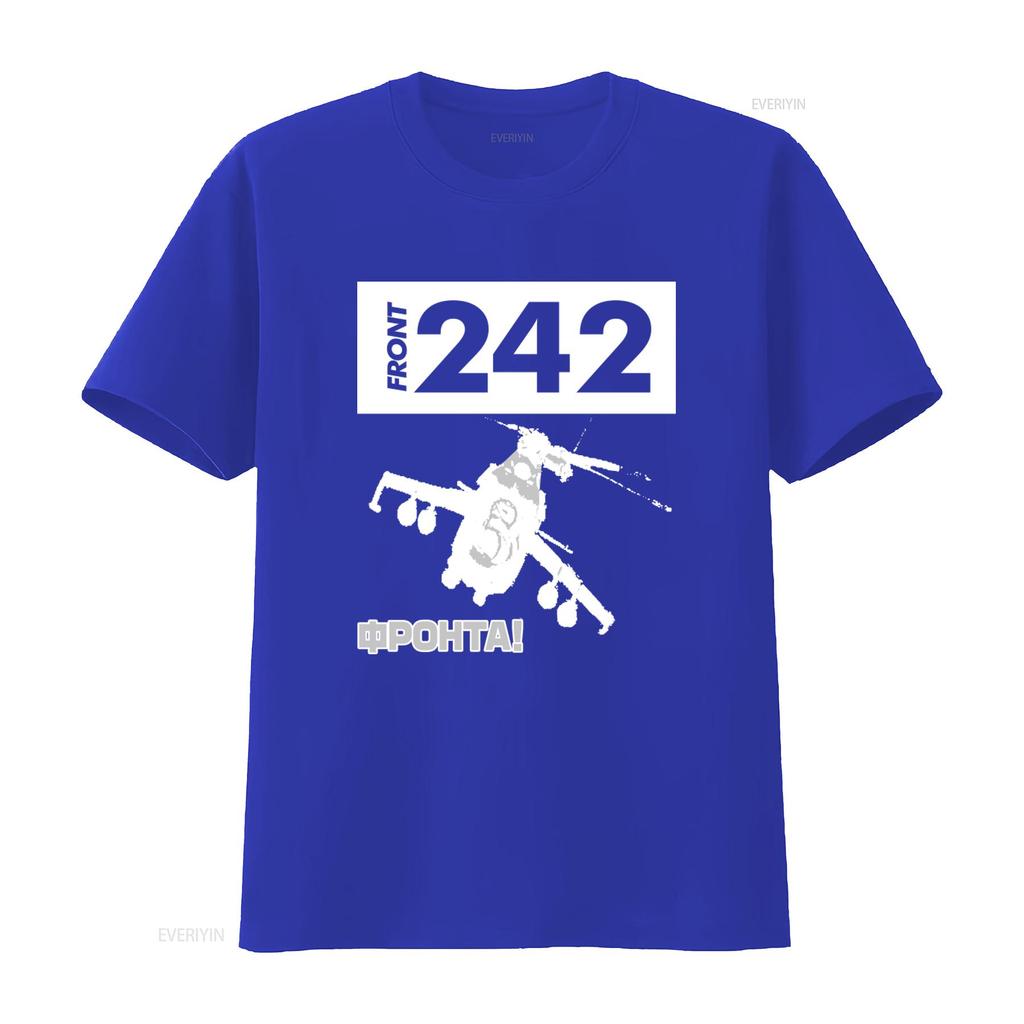 Front 242 Gre Fronta Helicopter Print T Shirt for Streetwear Vintage Washed Designer Clothes Top For Everyday Wear Breathable