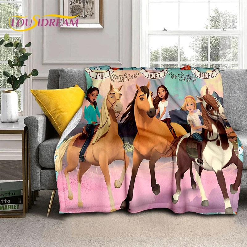 Spirit Riding Free Cavalli dei Cartoni Animati Coperte Morbide, Coperta Plaid Calda Comoda per Picnic Letti Divano Casa Camera da Letto Regalo Ragazza