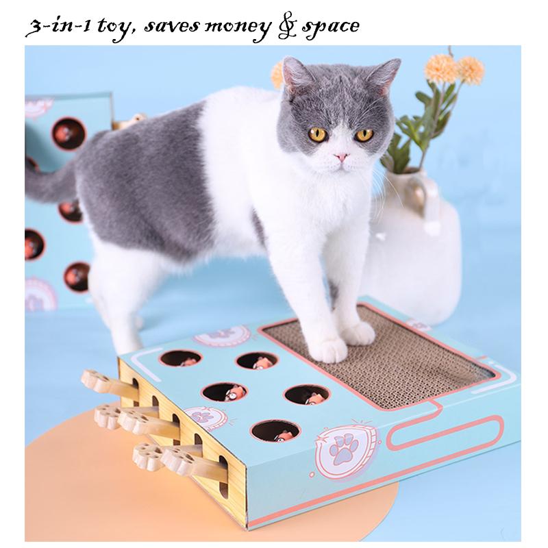 Interactive Whack A Mole Cat Toy Corrugated Cardboard Scratcher Multi Functional Grinding Claws Anti Scratch Pet Toy Supplies