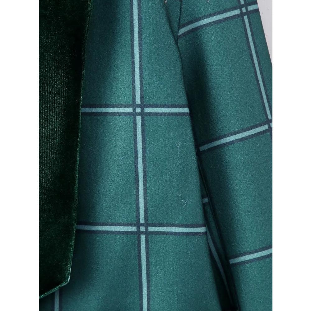 Spring and Autumn New Product Women's Fashion Simple Velvet Splice Embroidered Fabric Patch Long Sleeved Loose Suit Coat