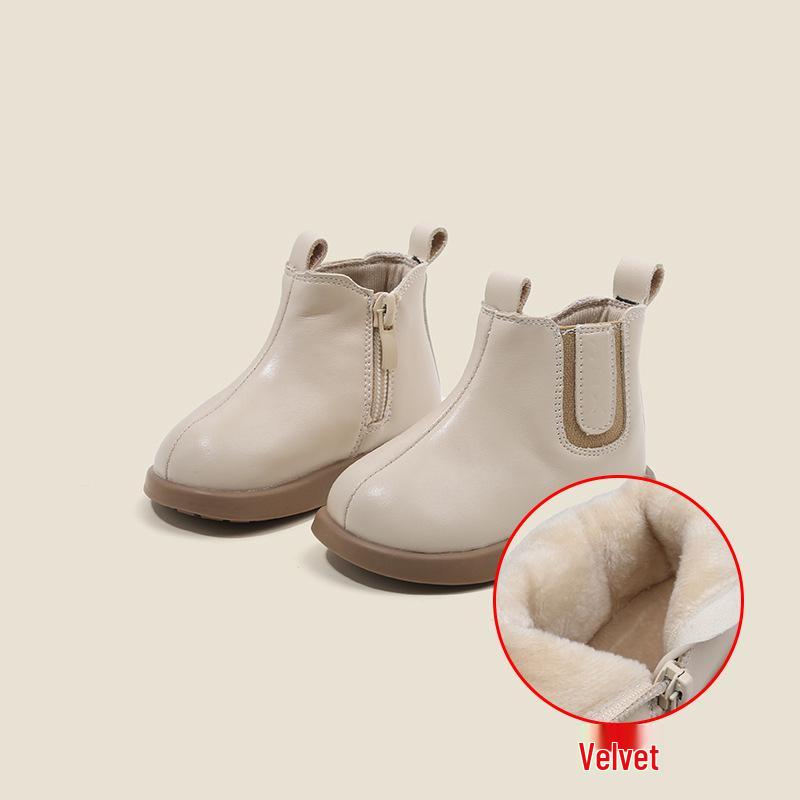 Boys' and Girls' Soft Leather Korean-Style Martin Boots for Autumn/Winter
