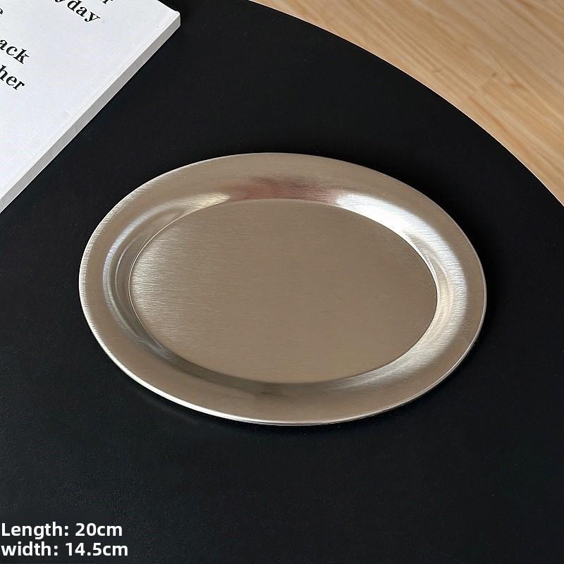 Multi-Size Stainless Steel Oval Dish Plates Household Food Dinner Steamed Shallow Plate Kitchen Tableware