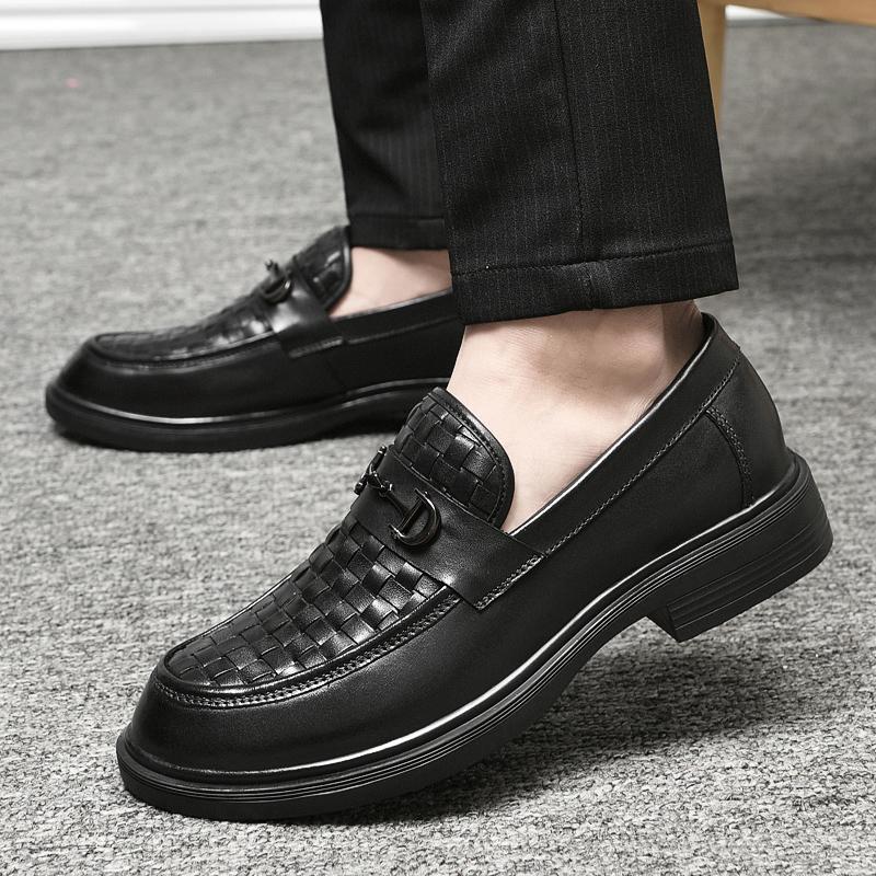 Fashion New Male Wedding Dress Shoes Genuine Leather Platform Loafers Comfortable Men's Casual Shoes Fashion Mens Slip On Business Shoes