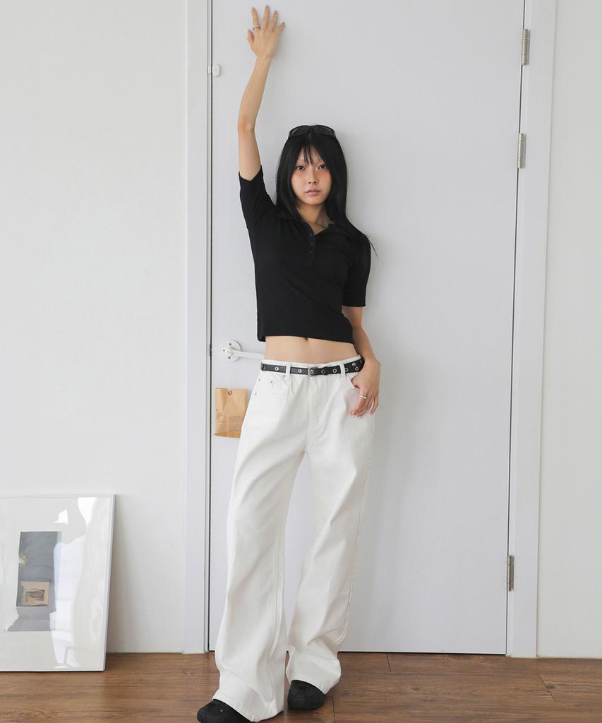 TOPGIRL Ecru Wide Cotton Denim Jeans_T316De401