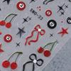 5D Glossy Nail Art Stickers for Women and Girls, 1pc Self-Adhesive Embossed Decals with Cherry, Star, Bow, Cartoon Theme Embellishment