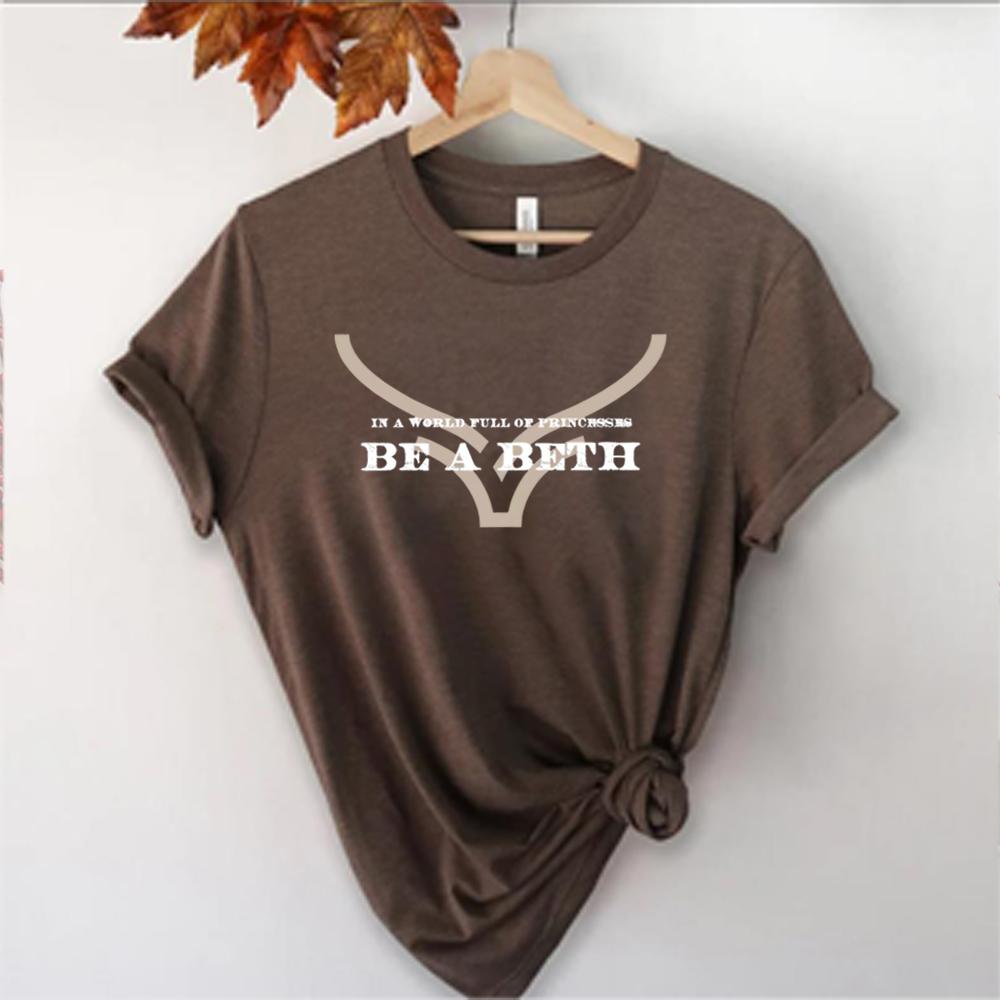En un Mundo Lleno de Princesas Sé Una Beth Camisetas Boho Calavera de Vaca Howdy Camiseta Camisetas del Salvaje Oeste Yellowstone Dutton Ranch Tops