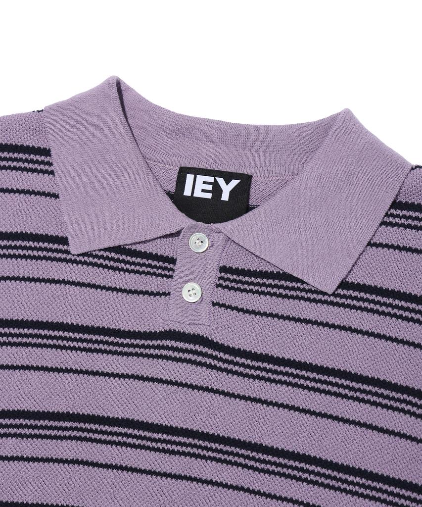 IEY Stripe Collar Knit Purple
