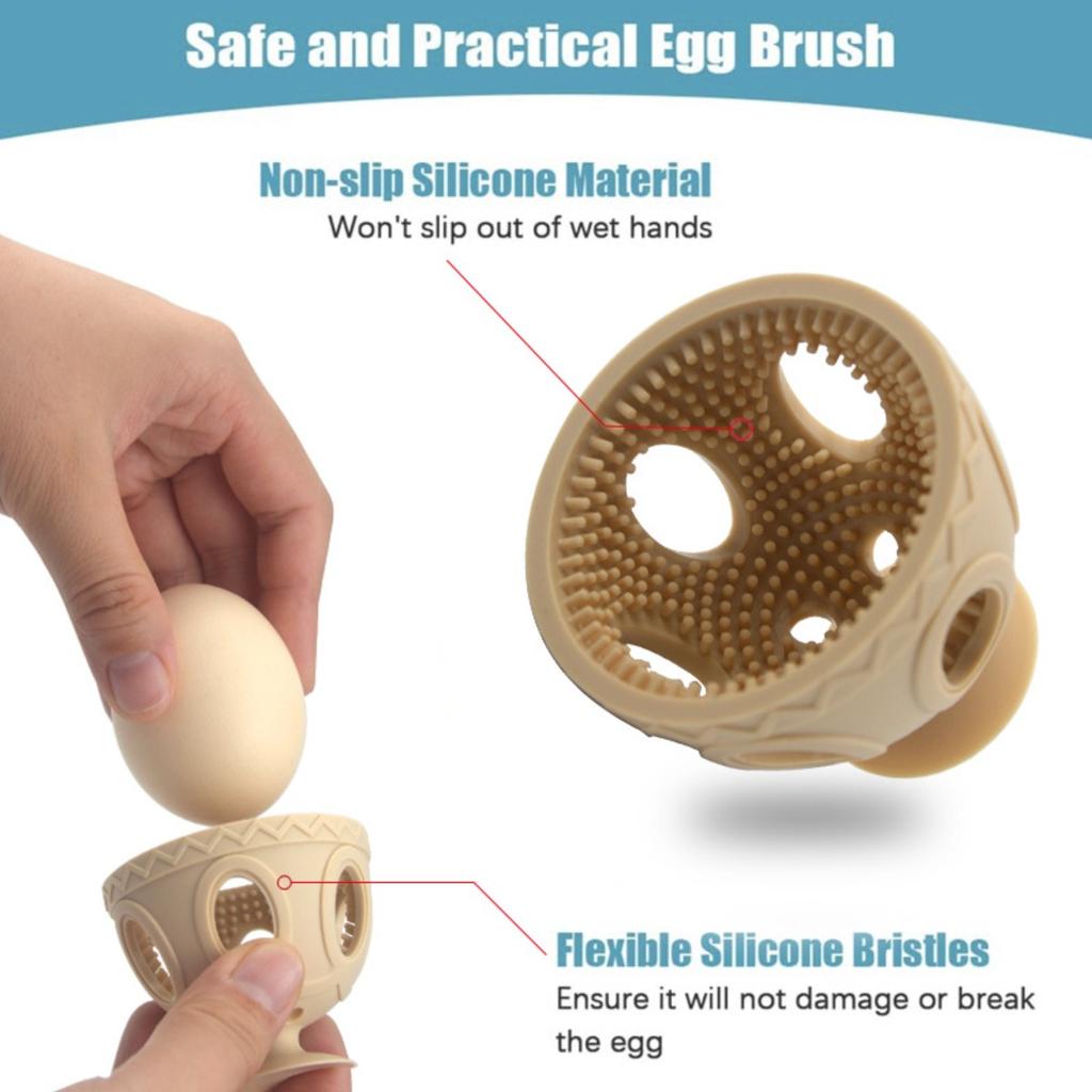 Silicone Egg Cleaning Brush, Dual-Head Egg Washer Scrubber with Bristles, Food-Grade Kitchen Tool for Washing Eggshells
