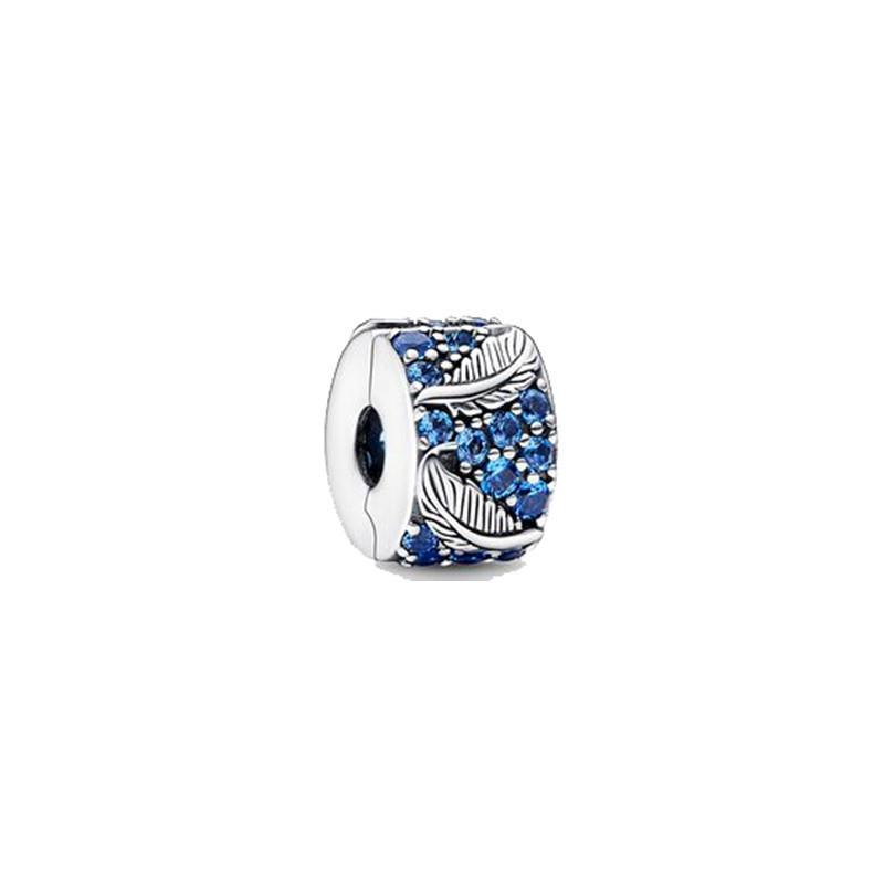 European And American New Beaded White Copper Silver-Plated Blue Series Feather String Decoration Butterfly Pendant Diy Accessories