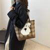 Chic White Dog Pattern Canvas Tote Bag For Women Perfect For Everyday Use