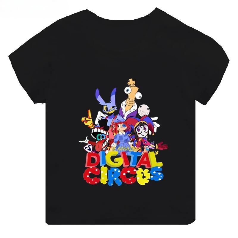 Hochwertige lässige Baumwoll-T-Shirts für Jungen und Mädchen, süße kurzärmelige neue digitale Zirkus-Print-T-Shirts für Mädchen, Kinderoberteile