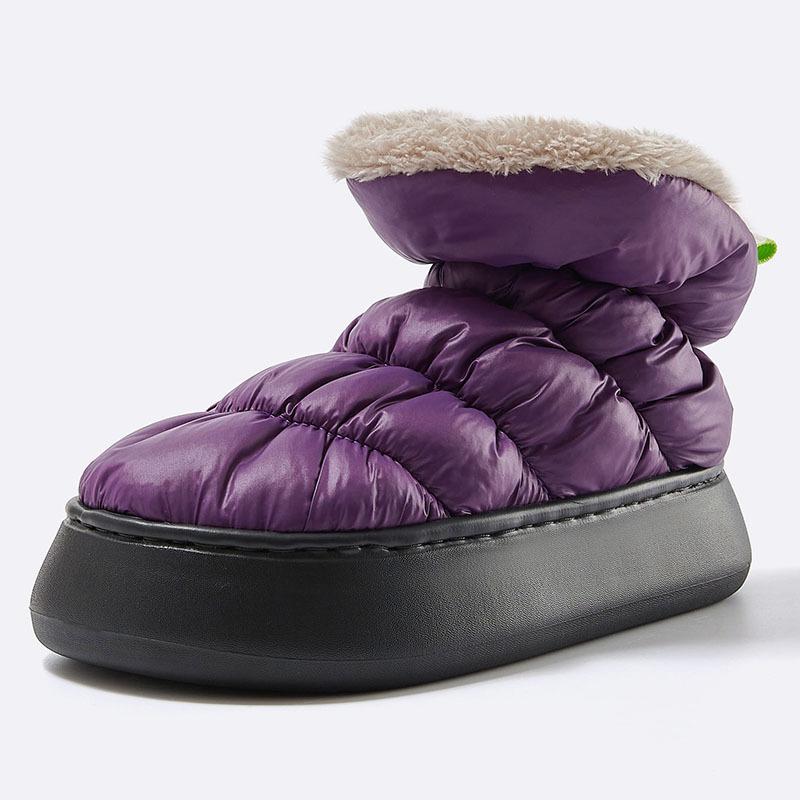

Модные зимние теплые сапоги 2024 года, новые высокие прочные непромокаемые плюшевые ботинки для любителей домашней хлопковой обуви для дома и улицы, тапочки 42-43(Fit 25.5-26cm фиолетовый