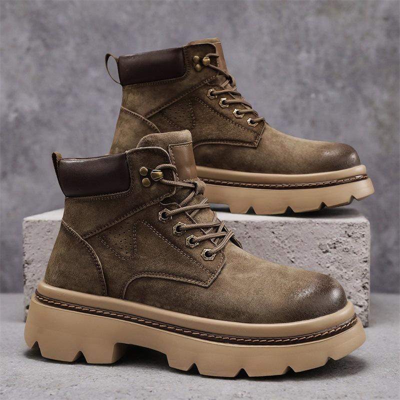 Autumn and Winter New Men's Martin Boots Thick-soled Heightening Round Head Outdoor Sports Tooling High-top Fashion Casual Men's Shoes