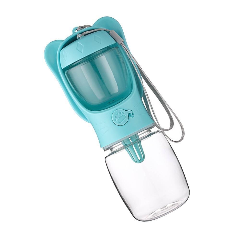 Transparent Dog Travel Water Bottle Dual Storage Cat Outdoor Feeder Small Medium Pets