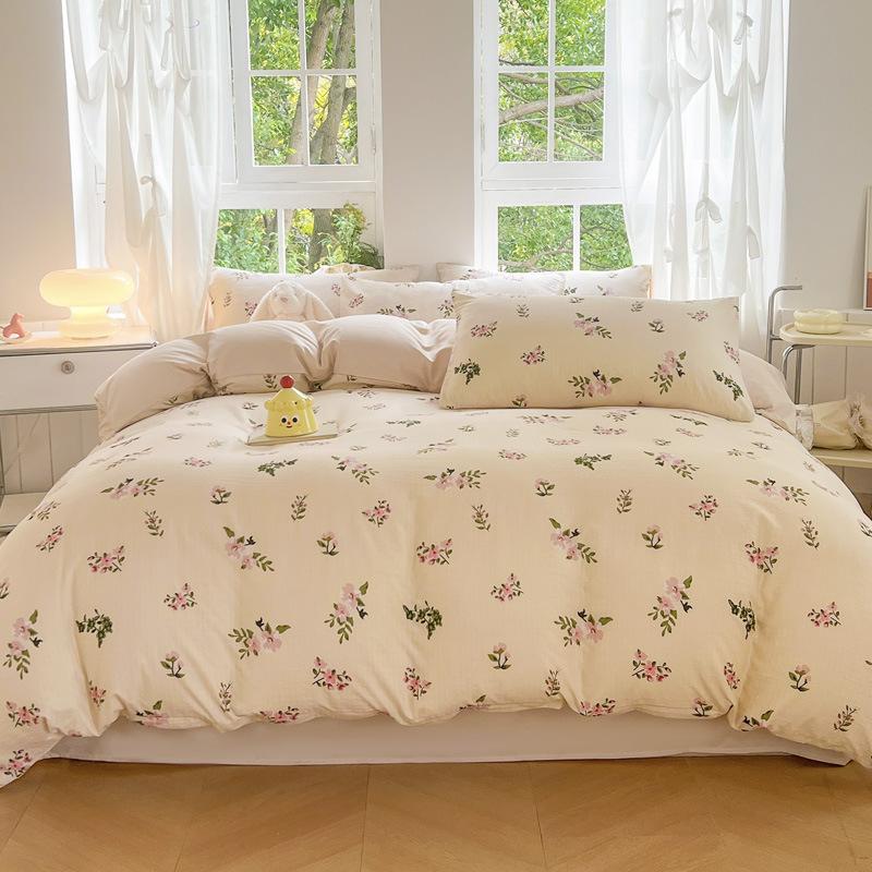

Class A Maternal And Infant Grade Four-Piece Double-Layer Seersucker Washed Cotton Student Dormitory 3Pcs Bedding Single quilt 2*2.3m