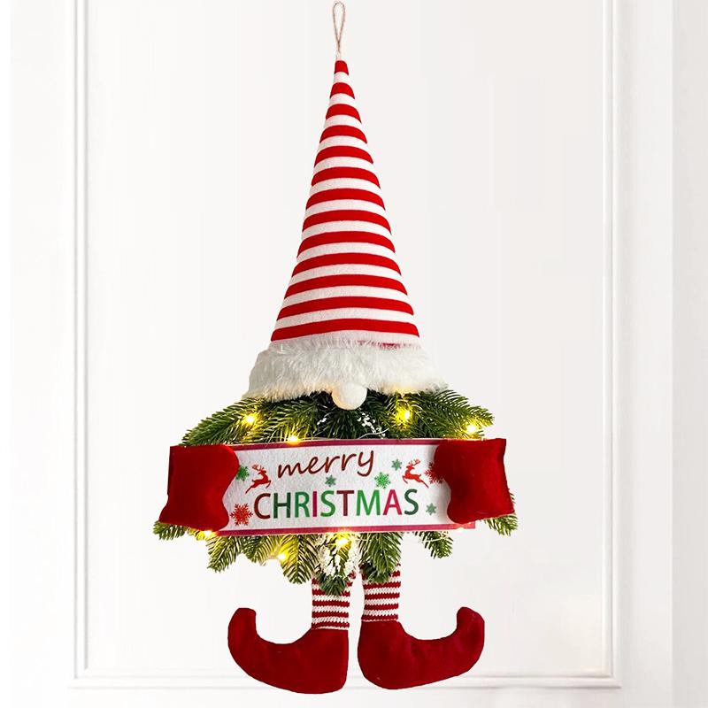 Christmas Wall Hanging Home Decoration Wreath Christmas Ornaments Santa Claus Theme Exquisite Christmas Decoration Gift 50x30x3cm
