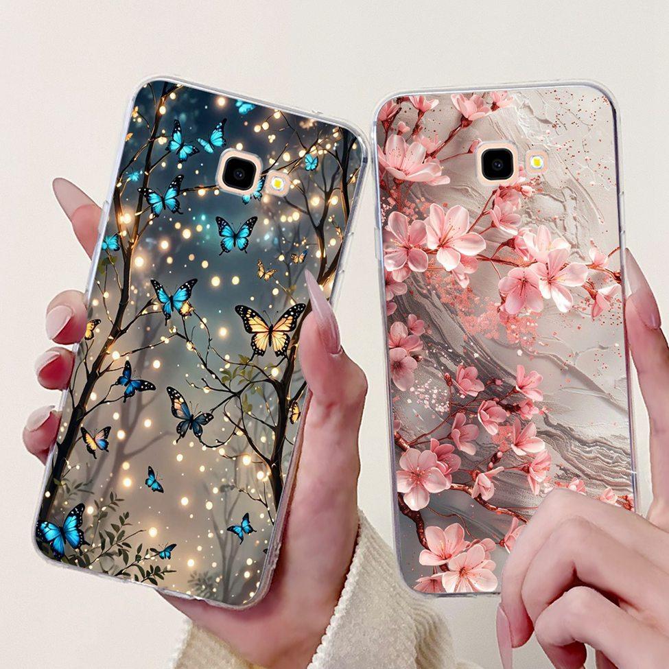 For Samsung J4 Plus Case Clear Cute Fashion Flowers Cool Painted Back Cover For Samsung Galaxy J4+ Phone Case SM-J415F SM-J415G