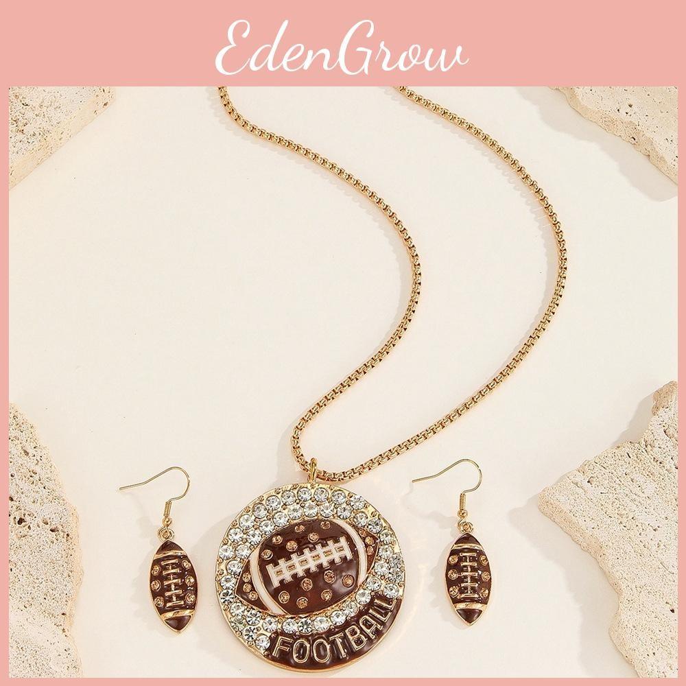 Durable Water Zirconia Rugby Jewelry Set With Pendant And Earrings For Sports Fans And Collectors