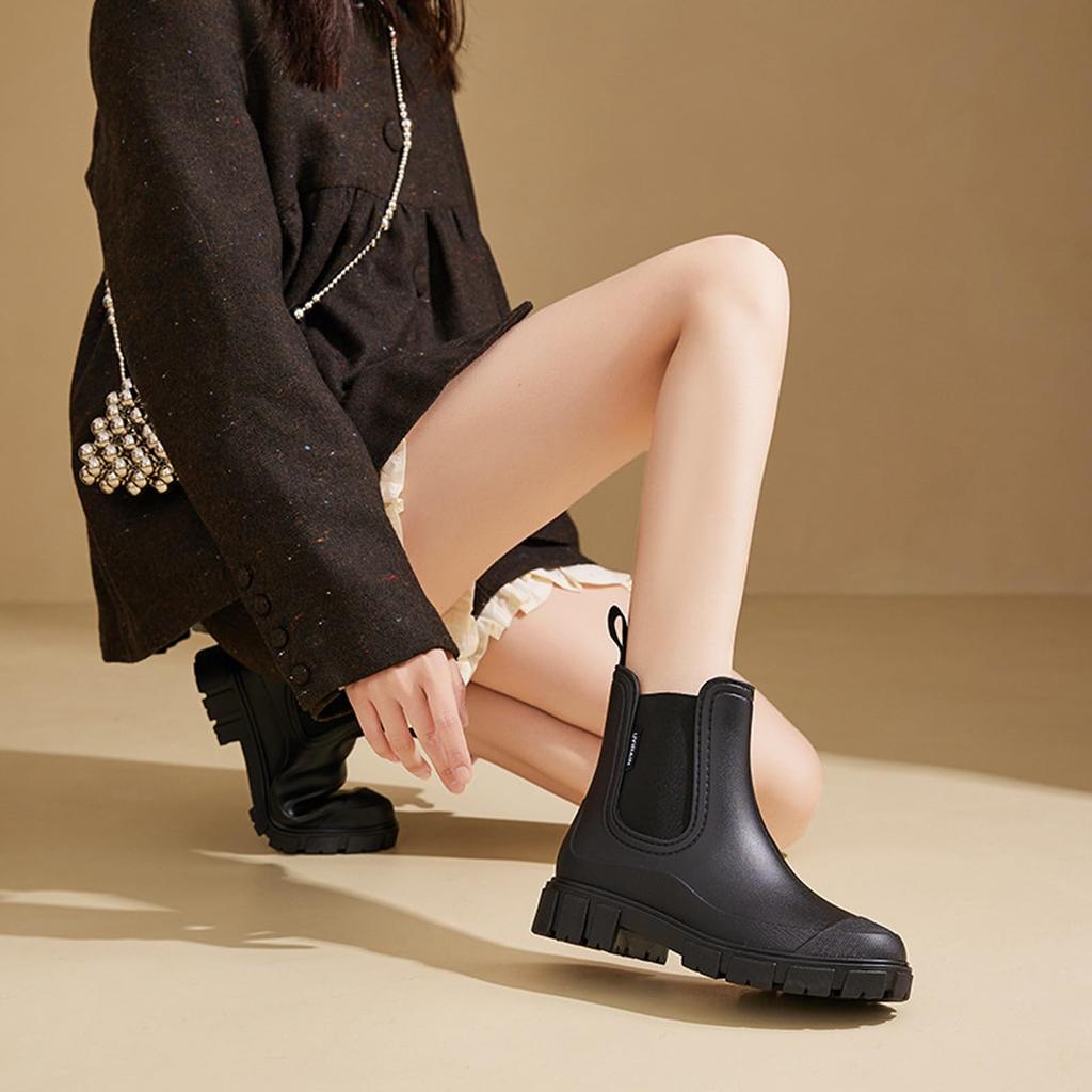 Moerstar Rain Side Short Suitable for Rainy and All Perfect for Outdoor and Work Japanese Shoe Size Women's Boots, Gore, Waterproof, Boots, Non-Slip,
