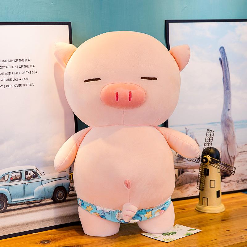 Rogue Piggy Doll Giving Birthday Gift Plush Toy Swimming Trunks Beach Pig Doll