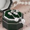 Fashion 925 Sterling Silver Small Zircon Tassel Chain Dangling Pearls Gold Plated Stud Earring Jewelry for Women