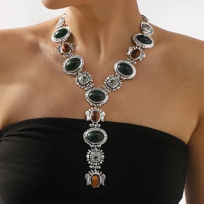Personalized Retro Baroque Resin Necklace, Luxury Trend Ethnic Style Necklace