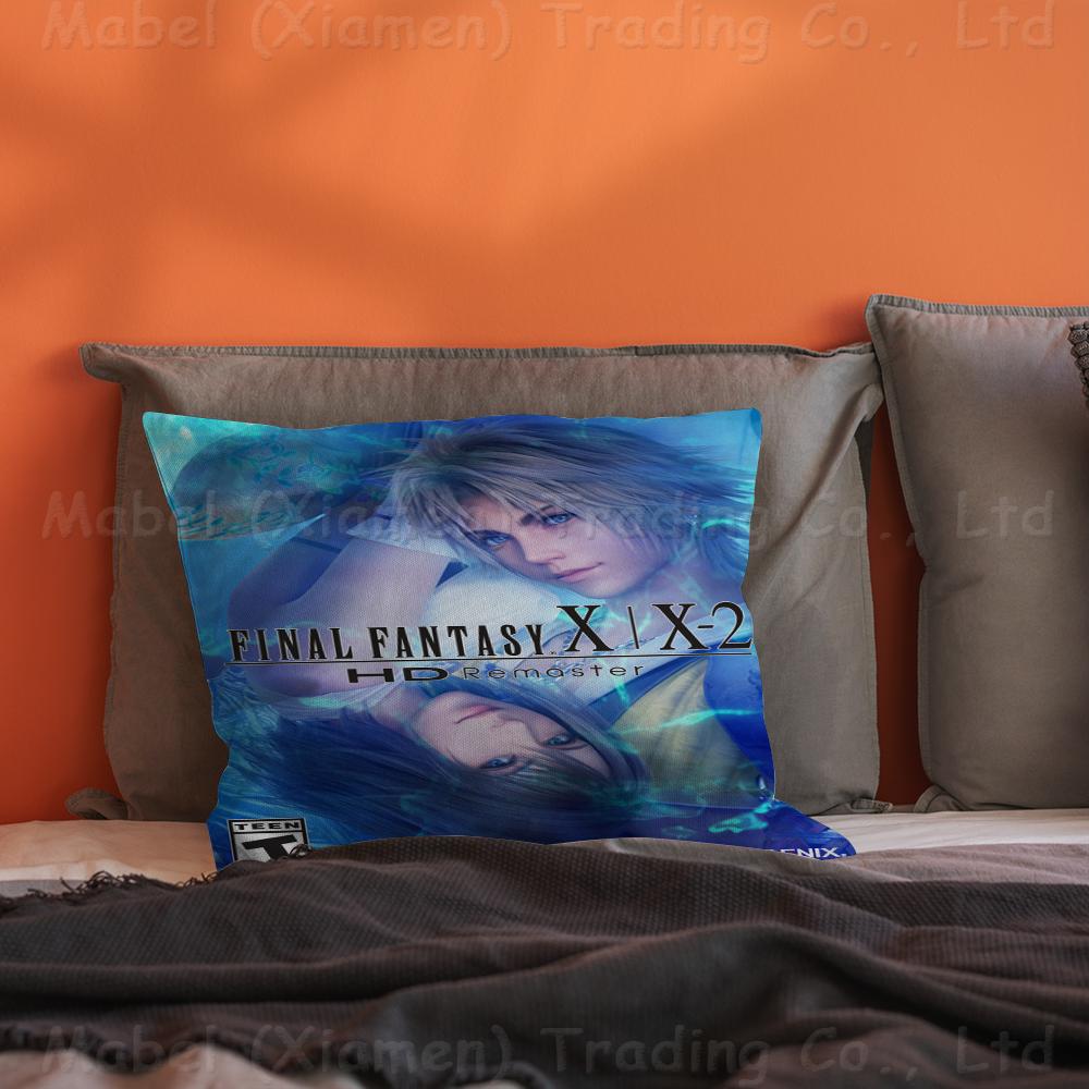 F-Final-F-Fantasy  Pillow Covers Cartoon Sofa Decorative Home Double-sided Printing Short Plush Cute Cushion Cover