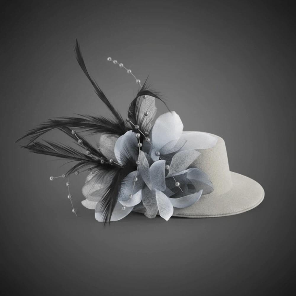 

Mesh Feather Top Cap Hairpin Solid Color Exquisite Mini Fascinator Hair Clip Sweet Headwear Hair Accessories for Girls серый