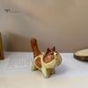 Unique Handcrafted Cat Decor Tabby Wood Figurine with Painting, Hand Carved Basswood Natural Animal Carvings Statue, Art Ornament for Home Office Desk