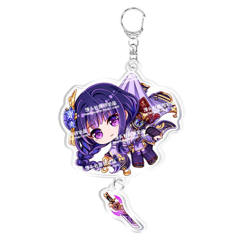 Game Genshin Impact Keychains Acrylic Model School Bag Jewelry Keychian Metal Holder Key Ring For Children Girl Men Accessories