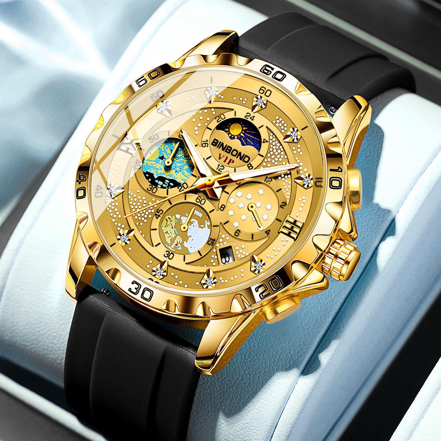 Men s Cosmic Stars Ocean Luminous Waterproof Sports Watch with Silicone Strap